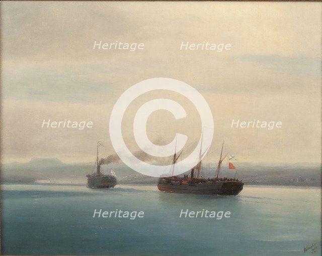 Capture of the Turkish Troopship Mersina by the Steamer Russia on 13 December 1877, 1877. Artist: Aivazovsky, Ivan Konstantinovich (1817-1900)