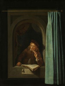 Man Smoking a Pipe, c.1650. Creator: Gerrit Dou.