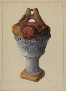 Chalkware Urn with Fruit and Birds, 1935/1942. Creator: Mina Lowry.