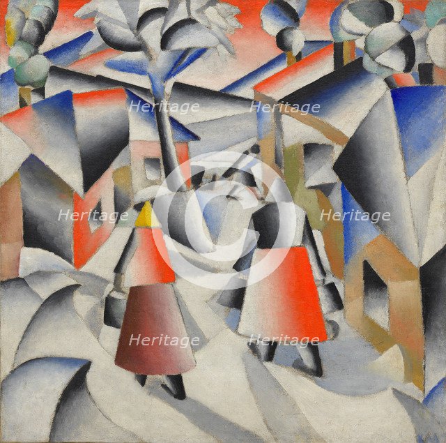 Morning in the Village after Snowstorm. Artist: Malevich, Kasimir Severinovich (1878-1935)