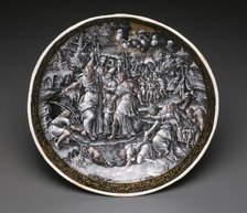 Tazza with Moses Striking Water from the Rock, Limoges, 1570/75. Creator: Master I. C..