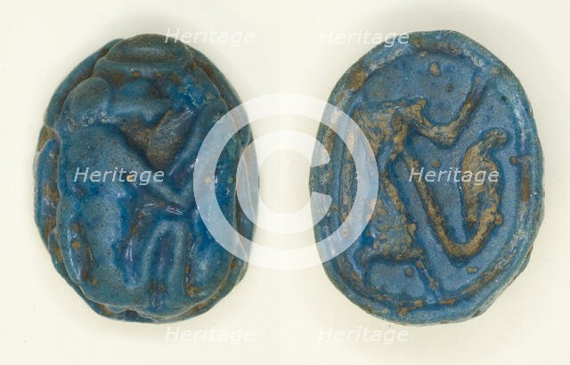 Scaraboid: Thoth as a Baboon with Lunar Crescent, Egypt, New Kingdom, Dynasties 19-20... Creator: Unknown.