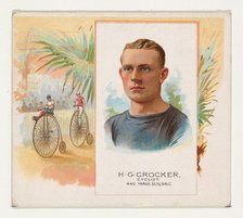 H.G. Crocker, Cyclist, from World's Champions, Second Series (N43) for Allen & Ginter Ciga..., 1888. Creator: Allen & Ginter.