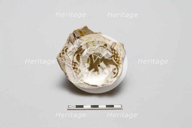Fragmentary base of a bowl with image of a camel, early 13th century. Creator: Unknown.