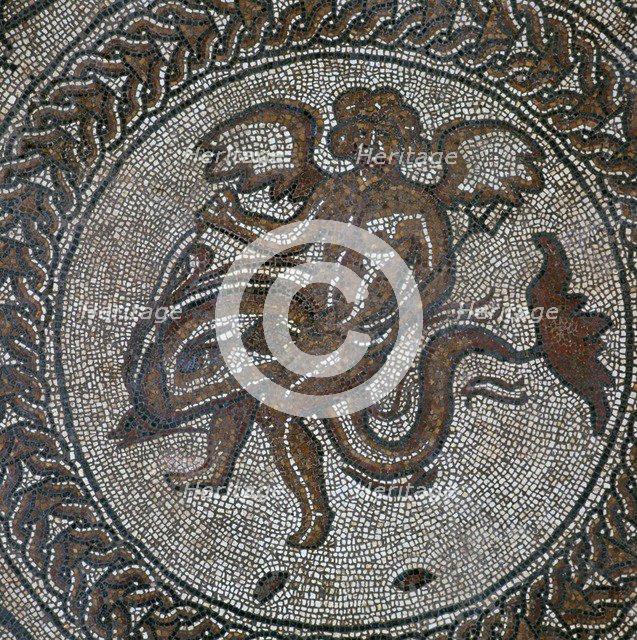 Detail of a Roman floor mosaic showing Cupid on a dolphin, 1st century. Artist: Unknown