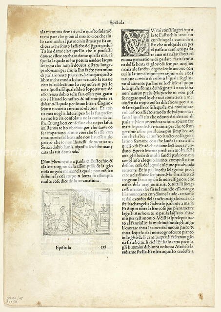 Epistle CXI to Paula and Eustochio from Epistolae (Letters of Saint Jerome), Plate 47..., 1929. Creators: Unknown, Lorenzo de Rossi, Wilhelm Ludwig Schreiber.