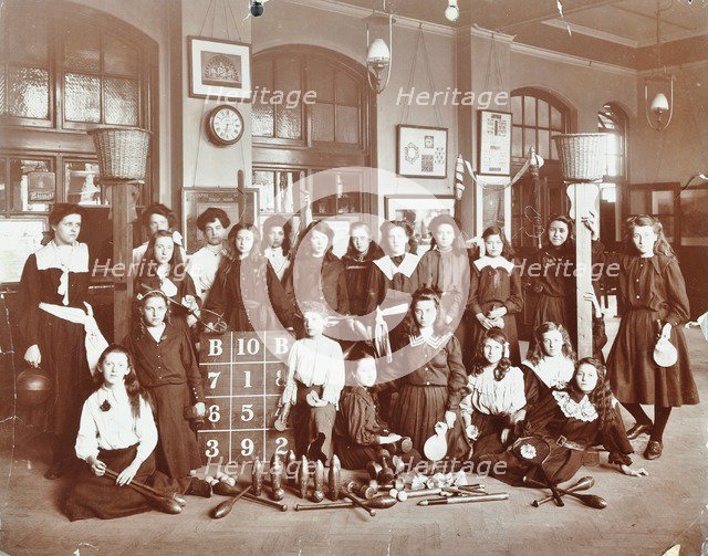 Girls sports club members, Cromer Street School/Argyle School, St Pancras, London, 1906. Artist: Unknown.