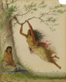 Indian Girls Swinging, 1860. Creator: Alfred Jacob Miller.