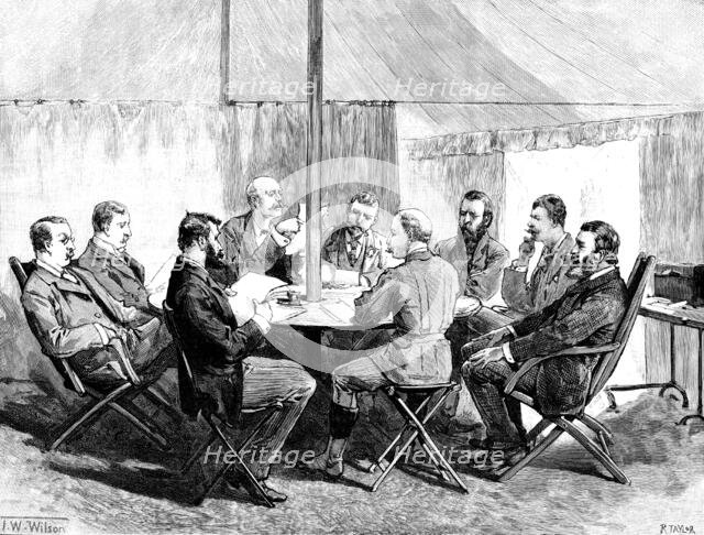 Sketches From Swaziland: Meeting of the British and Transvaal Commissioners with Swazi Chiefs, 1890. Creator: R. Taylor.