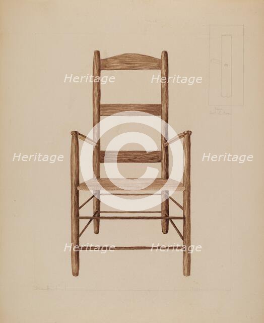 Rush Bottom Chair, c. 1937. Creator: Henry Meyers.