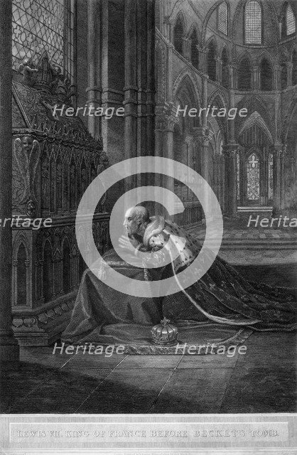 Louis VII, King of France before Becket's tomb, Canterbury Cathedral, 12th century (1800).Artist: W Sharp
