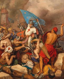 The conquest of Acre in 1191 by Duke Leopold V of Austria, 1841. Creator: L'Allemand, Friedrich (1812-1866).