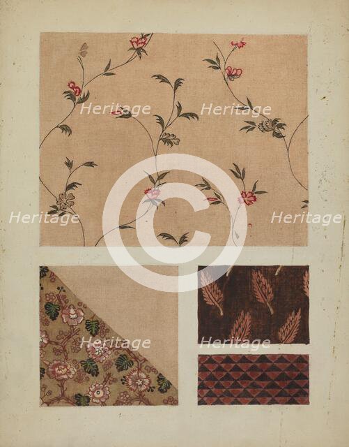 Materials from Patchwork Bedspread, c. 1936. Creator: Frances Lichten.