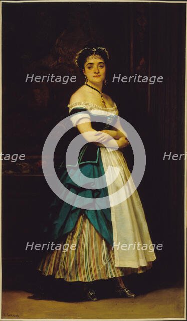Dinah Felix (known as Melanie Emilia), Rachel's sister, in costume of a maid, c1865. Creator: Pierre Francois Eugene Giraud.
