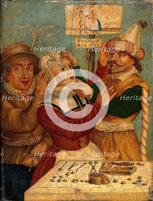 A surgeon extracting "pierres de tête", c1660s. Creator: Unknown.