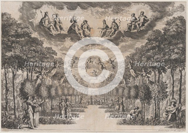 The Elysian Fields; set design from 'La Monarchia Latina Trionfante', 1678. Creator: Mathäus Küsel.