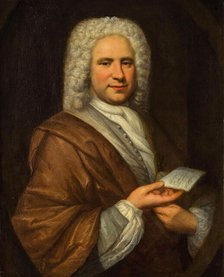 Portrait of the composer and flautist Michel de la Barre (1675-1745), First third of 18th cen. Creator: Rigaud, Hyacinthe François Honoré, Circle of  .
