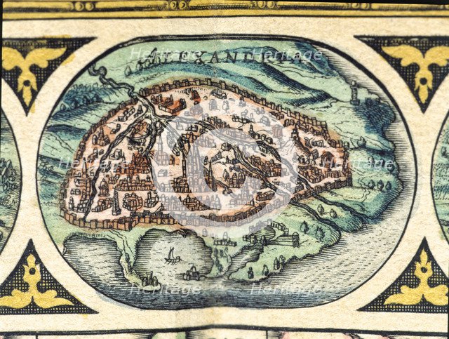 Alexandria, colored engraving from the book 'Le Theatre du monde' or 'Nouvel Atlas', 1645, create…