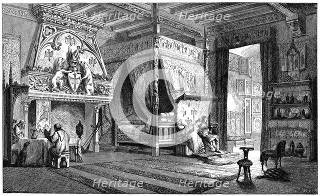 Dwelling room of a seigneur of the 14th century, (1870). Artist: Unknown