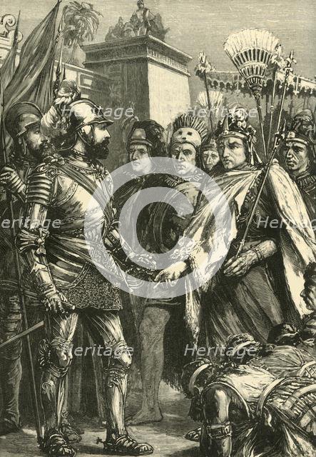 'Reception of Cortes by Montezuma', 1519, (1890).   Creator: Unknown.