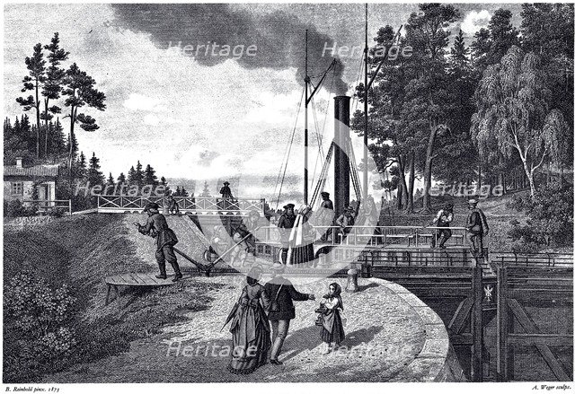 View of the Juustila Lock in Finland, 1873. Artist: Weger, August (1823-1892)