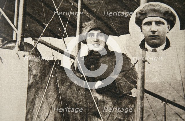 Mrs W Buller, first woman to fly professionally, 1914.  Artist: S and G