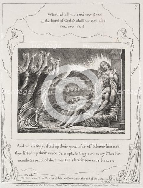 The Book of Job: Pl. 7, And when they had lifted up their eyes, 1825. Creator: William Blake (British, 1757-1827).