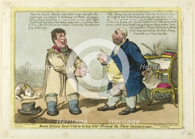 John Bull's First Visit to his Old Friend the New Secretary, published March 3, 1806. Creator: Charles Williams.