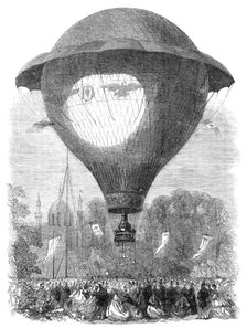 Ascent of M. Godard's Montgolfier balloon from Cremorne Gardens, 1864. Creator: Unknown.