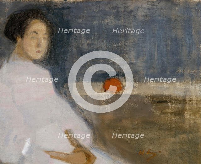 Costume Picture I (Girl with Orange, The Baker's Daughter), 1908-1909. Creator: Schjerfbeck, Helene (1862-1946).