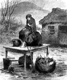 Irish peasant girl guarding the family's last few  possessions, 1886. Artist: Unknown