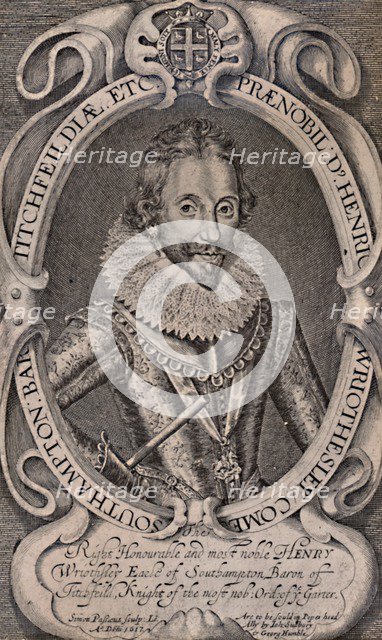 Henry Wriothesley, Earl of Southampton, patron of William Shakespeare, c1617 (1894). Artist: Simon de Passe.