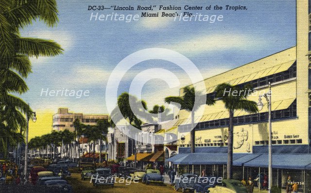 'Lincoln Road, Fashion Center of the Tropics, Miami Beach, Florida', USA, 1949. Artist: Unknown