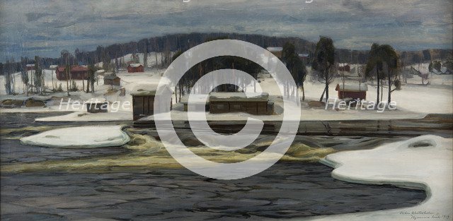 Winter day at the river Kymijoki, 1919.