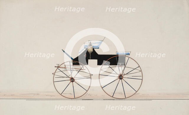 Design for 4 seat Phaeton, no top (unnumbered), 1850-70. Creator: Brewster & Co.