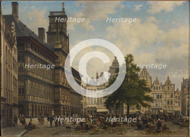 The Grote Markt with the liberty tree, 1875. Creator: Ruyten, Jan Michiel (1813-1881).