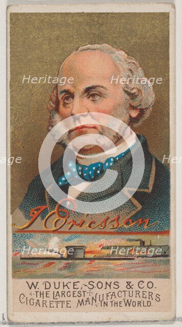 J. Ericsson, from the series Great Americans (N76) for Duke brand cigarettes, 1888., 1888. Creator: Unknown.