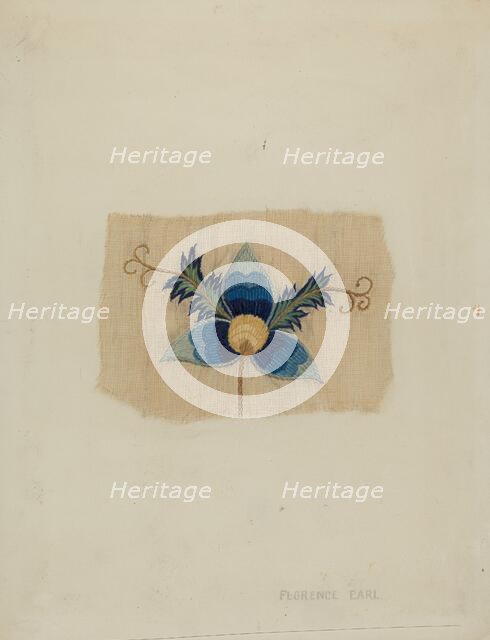 Fragment of Bed Curtain, c. 1937. Creator: Florence Earl.