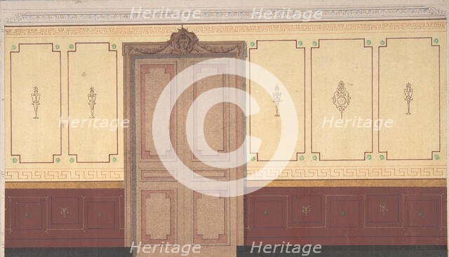 Pompeiian Design for Wall and Doorway, second half 19th century. Creators: Jules-Edmond-Charles Lachaise, Eugène-Pierre Gourdet.