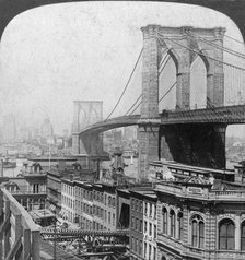 Brooklyn Bridge, New York, USA, 1901.Artist: Underwood & Underwood