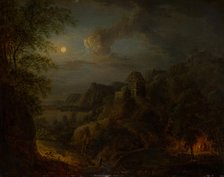 Landscape with Full Moon, 18th century. Creator: Johann Georg Trautmann