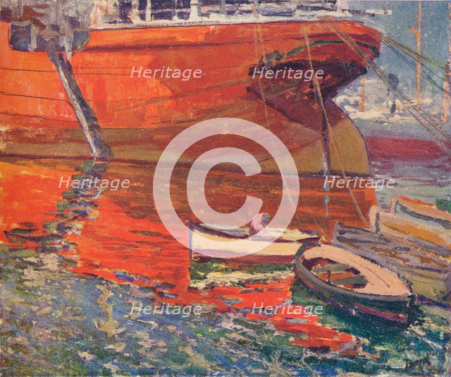 'The Red Ship, Barcelona', c1915. Artist: Rafael Forns y Romans.