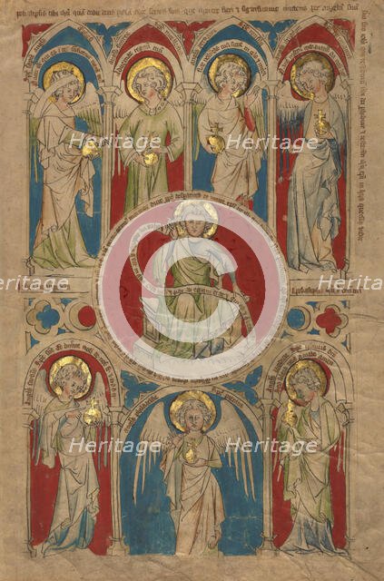 Saint John the Evangelist surrounded by Seven Angels, about 1340-1350. Creator: Unknown.