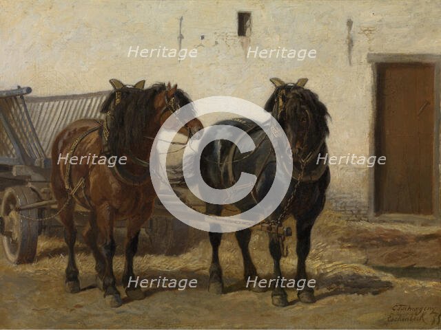 A Team of Horses, 1855. Creator: Charles Philogène Tschaggeny.
