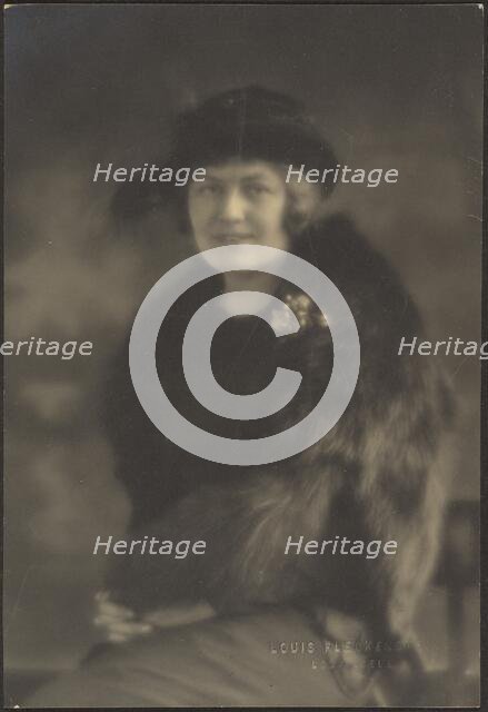 Portrait of a Woman in Fur Cape, 1907-1924. Creator: Louis Fleckenstein.