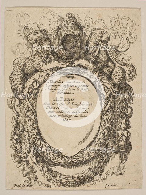 Cartouche with Title: Nouvelles inventions de Cartouches, 17th century. Creator: Unknown.