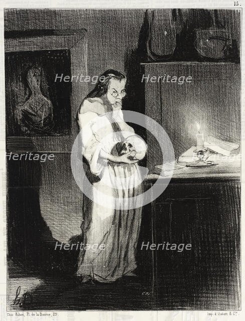 Femme de lettre humanitaire se livrant sur l'homme..., 1844. Creator: Honore Daumier.