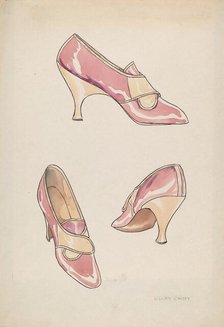 Woman's Slippers, c. 1936. Creator: Lillian Causey.