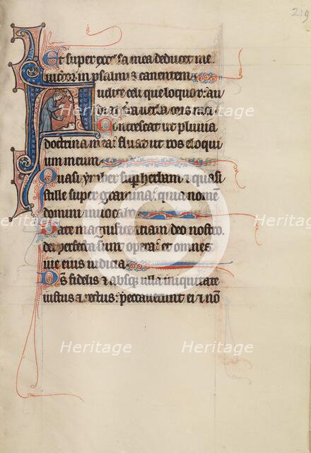 Initial A: A King Pointing to the Heavens and to the Ground; Bute Psalter, about 1285. Creator: Bute Master.