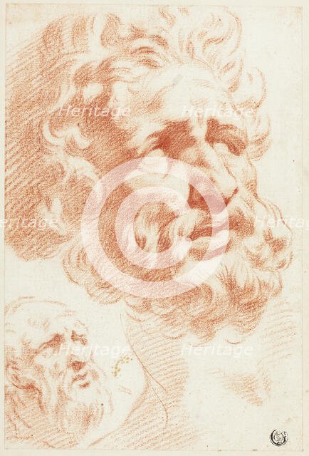 Two Bearded Heads, 1666-1712.  Creator: Pietro Dandini.